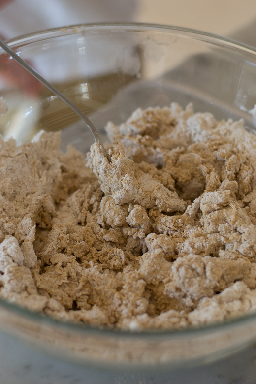flour and wet ingredients
