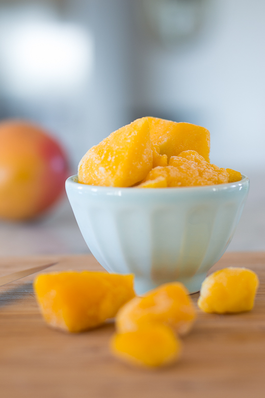 close up mango chunks