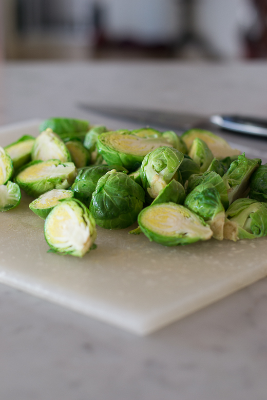 cut up brussel sprouts